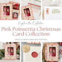 Pink Poinsettia Christmas Card Collection