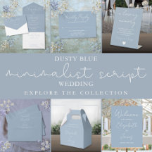  Dusty Blue Modern Minimalist Script Wedding Suite