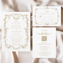 Gold Classic French Victorian Floral Wedding Suite