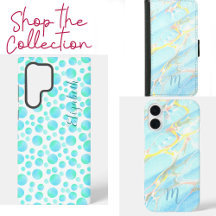 Personalized Monogram Blue and Gold Phone Cases