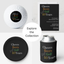 40th Birthday Golf Party Cheers Beers Black Gold
