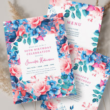 Bright Watercolor Floral 90th Birthday Set
