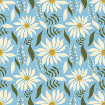 White Daisy Floral Pattern Fabrics