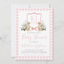 Preppy Puppy Dog Pink Baby Shower Set