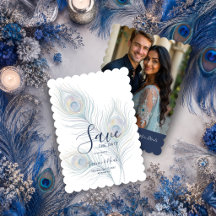Ethereal Watercolor Wedding Peacock Feathers