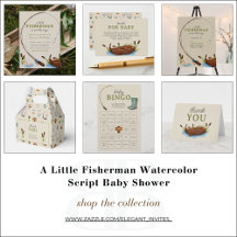 A Little Fisherman Watercolor Script Baby Shower