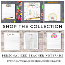 Personalized Teacher Notepads, Classroom Gifts