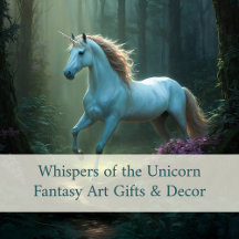 Magical Unicorn in Enchanted Forest Fantasy Art