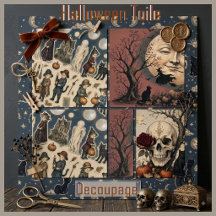 Vintage Halloween Toile Decoupage Paper & Decor
