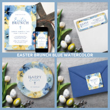Easter Brunch Religious Blue Watercolor