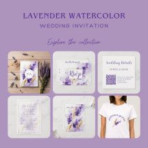 Lavender Floral Watercolor Wedding Invitations