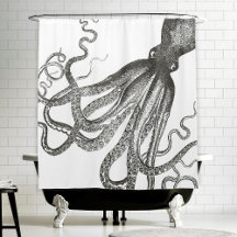Shower Curtains: Vintage Octopus Shower Curtains