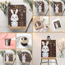 Rustic Cute White Bunny Baby Shower