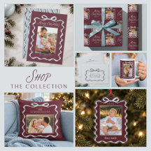 Burgundy and Icy Blue Wavy Bow & Ribbon