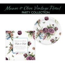 Mauve and Olive Vintage Floral Party Collection