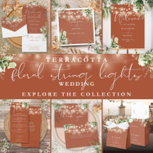 Rustic Terracotta String Lights Floral Wedding 