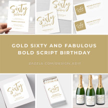 Gold Sixty and Fabulous Bold Script Birthday