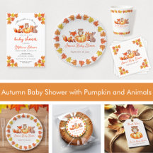 Autumn Baby Shower with Pumpkin and Animals