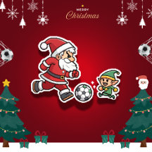 Pixelated Duel: Santa Claus vs. Soccer Goblin