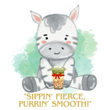 Zebra quote cartoon drinking boba