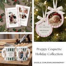Preppy Coquette Holiday Cards & Gifts