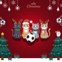 Adorable Christmas Cats with Soccer Ball
