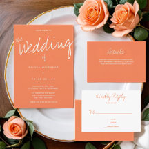 Coral Modern Minimalist Typography Wedding Suite