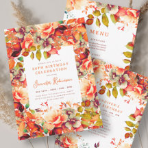 Fall Autumn Watercolor Floral 80th Birthday Set