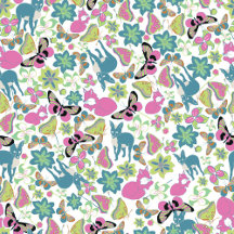 Baby Fox and flowers on fuchsia background.