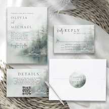 Rustic Mountain Lake Misty Pines Modern Wedding