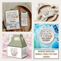 Modern Woodland Animals Forest Boy Baby Shower 