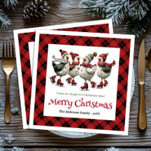 Funny Quirky Chickens Christmas Tablescape #28C
