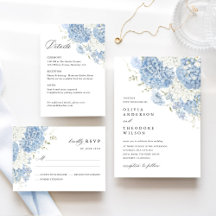 Dusty Blue White Watercolor Floral Wedding Suite