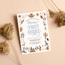 Western First Rodeo Wild West Cowboy Blue Birthday