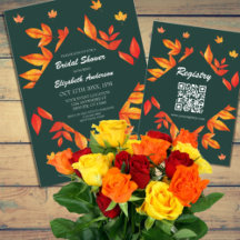 Modern Rustic Autumn Leaves Bridal Shower