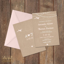 Rustic Wedding Invitation with a light garland