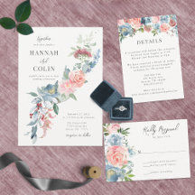 Elegant Dusty Blue and Rose Floral Swag Wedding