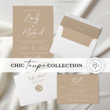 Taupe & White Wedding Stationery Collection