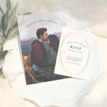 Minimalist Gold Geometric Custom Photo Wedding