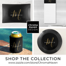 Minimalist Black and Gold Monogram Gifts