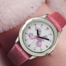 Girls monogram hearts flowers letter art watches