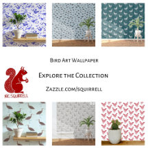 Bird Themed Wallpaper and Curtains