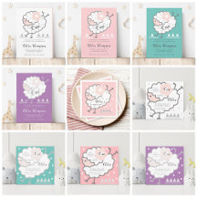 Simple Cute Jumping Lamb 1st Birthday Party Suite