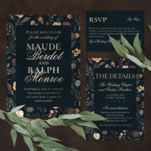 Contemporary Modern Black Floral Wedding Suite