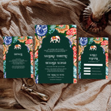 Indian Folk Art Elephant Emerald Green Wedding