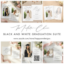 Elegant Minimalist Black and White Graduation 