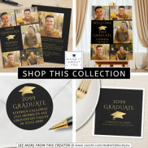 Elegant Graduate Black Faux Gold Foil Cap Photo