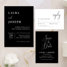 Personalized Minimalist Black and White Wedding