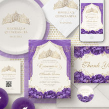 Purple Princess Tiara Crown Quinceañera