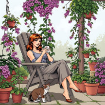 Women with Cats, Coffee and Plants